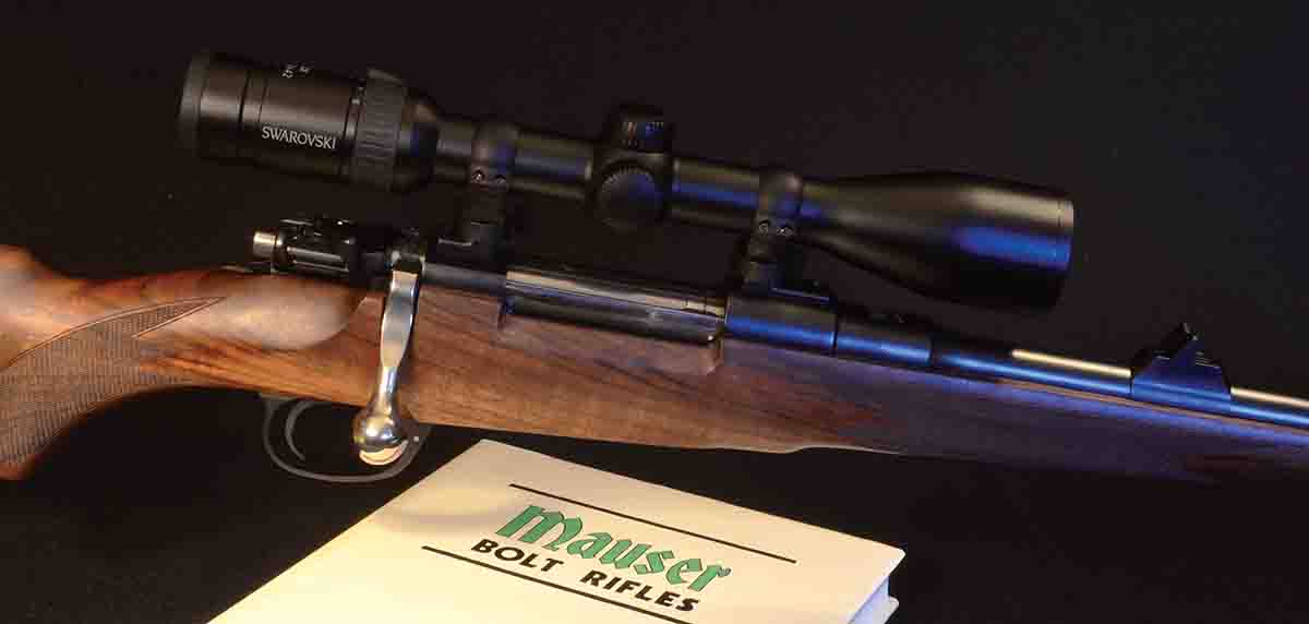 The new Mauser ’98 Expert 8x57JS was fitted with a Swarovski Z3 3-10x 42mm scope in Mauser’s new detachable mount. The stock combines the best features of the old Mauser Model A (English) sporting rifle with American classic looks.